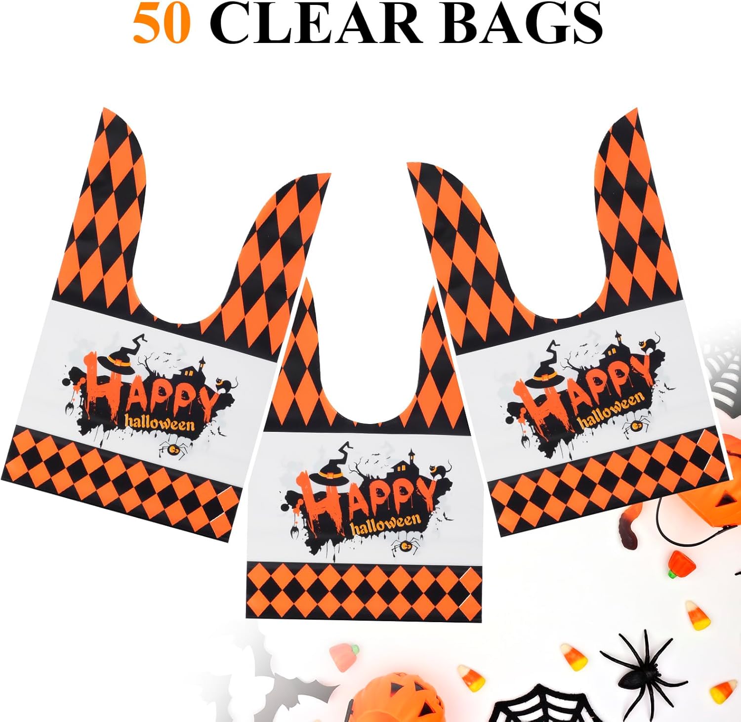 idolpack 50 bolsas de golosinas de Halloween, lindas bolsas de regalo de dulces de Halloween, bolsa de polietileno, organizador de bolsas de
