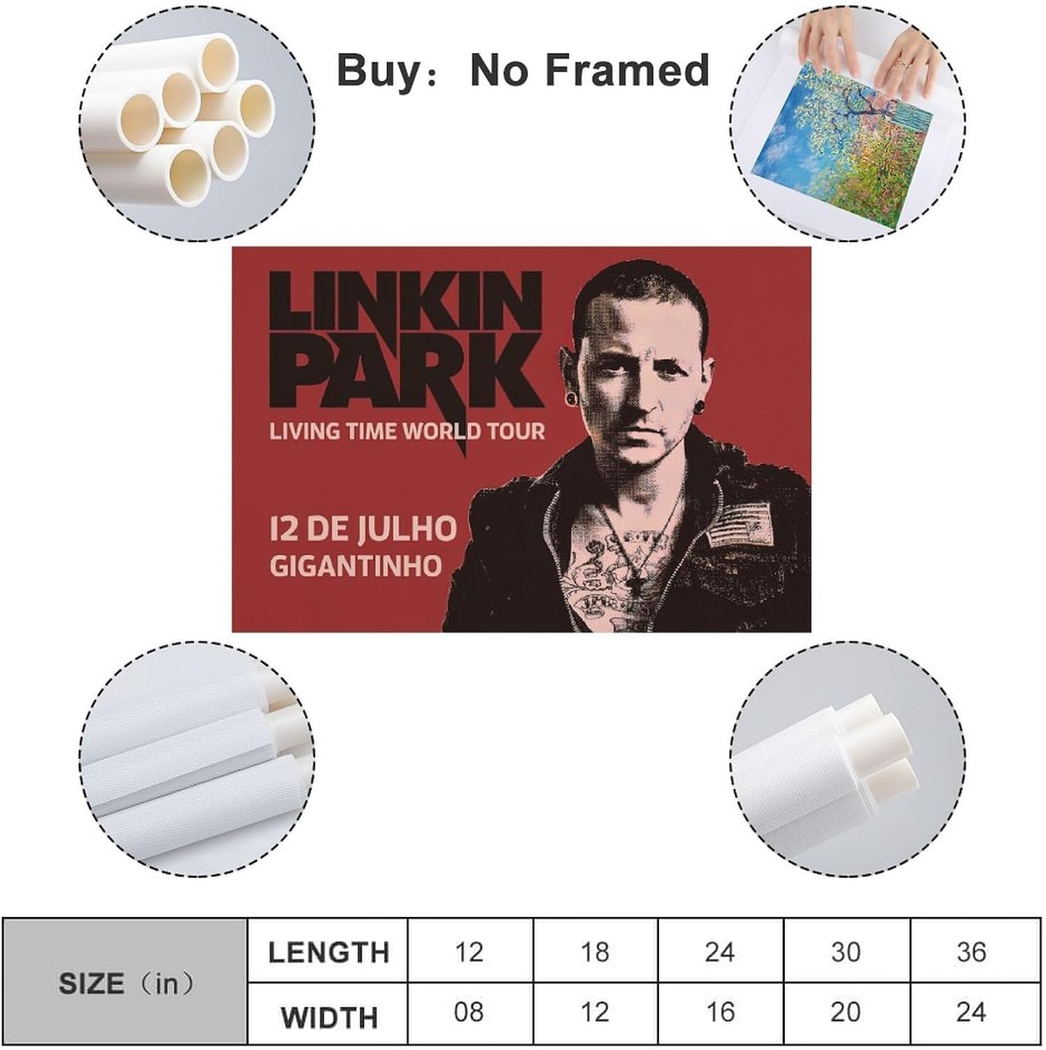 Póster de música rock de LinKin Park, pintura artística, arte de pared estético, lienzo para decoración de dormitorio, 16 x 24 pulgadas (15.7 x 23.6