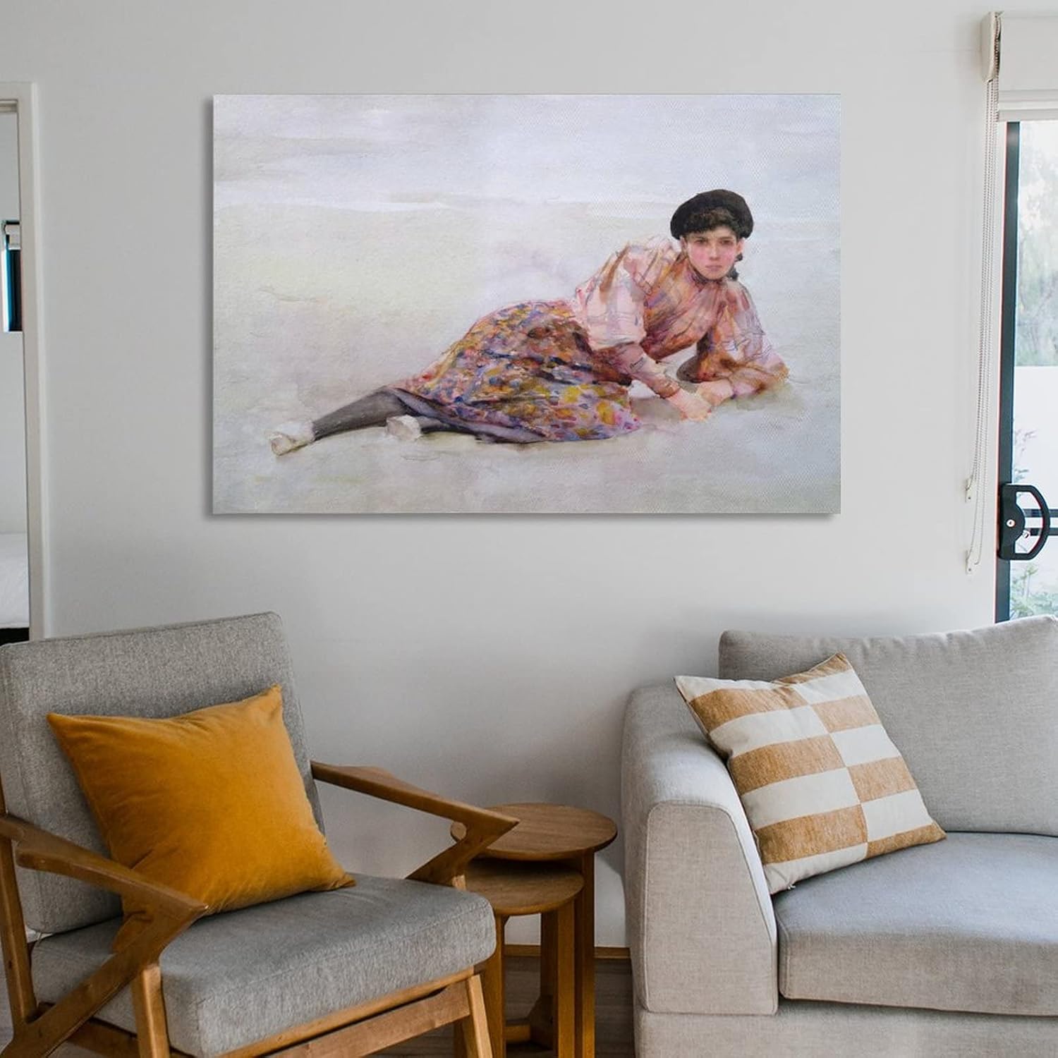 Henry Scott Tuke – Póster de niña en la playa, pintura decorativa, lienzo, arte de pared, póster de sala de estar, dormitorio, 16 x 24 pulgadas