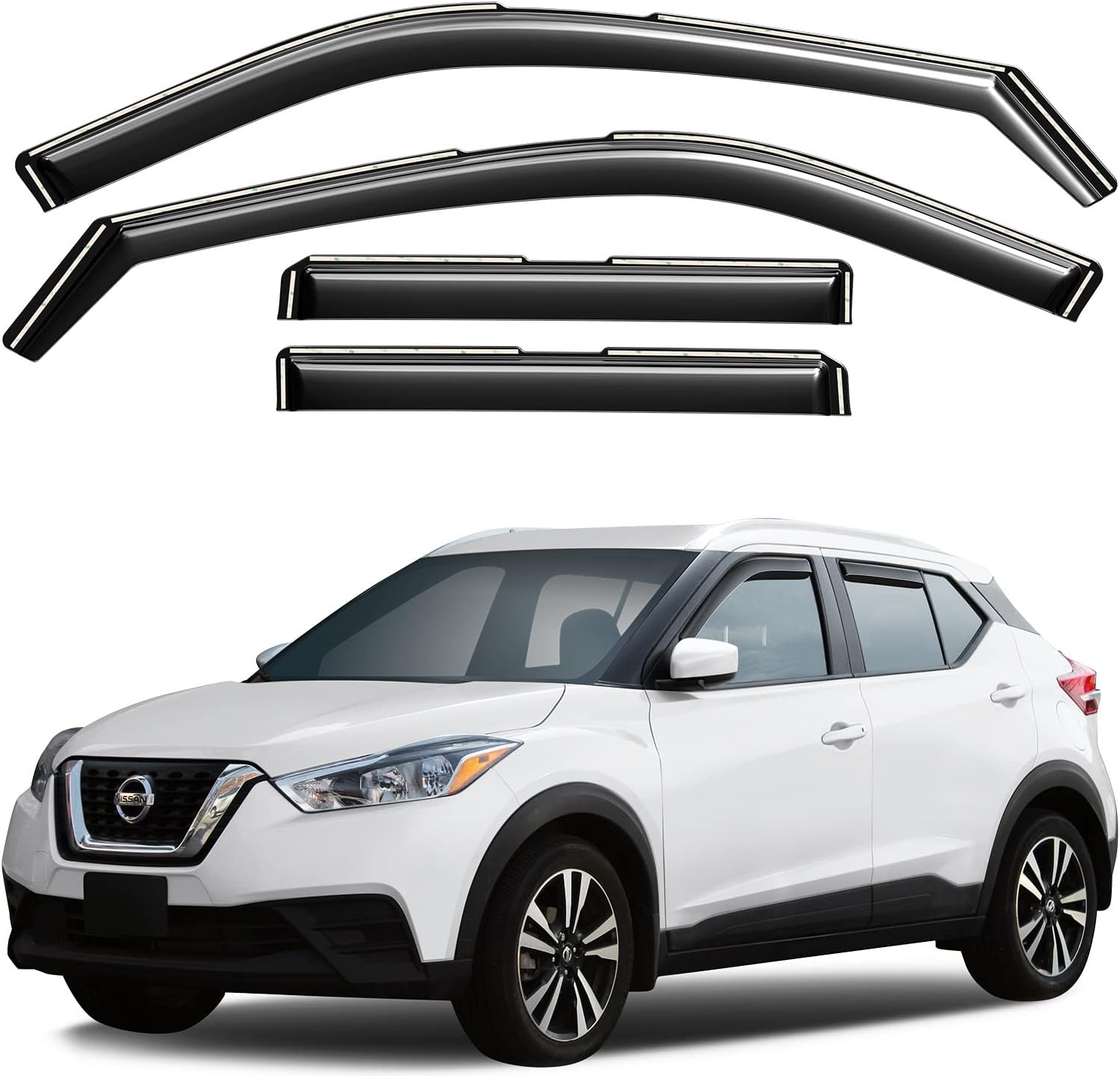 Co – Deflectores de visera de ventilación de ventana lateral teñidos en el canal, protectores de lluvia compatibles con Nissan Kicks 2019-2023 – 4