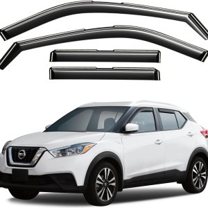 Co – Deflectores de visera de ventilación de ventana lateral teñidos en el canal, protectores de lluvia compatibles con Nissan Kicks 2019-2023 – 4 Co – Deflectores de visera de ventilación de ventana lateral teñidos en el canal, protectores de lluvia compatibles con Nissan Kicks 2019-2023 – 4