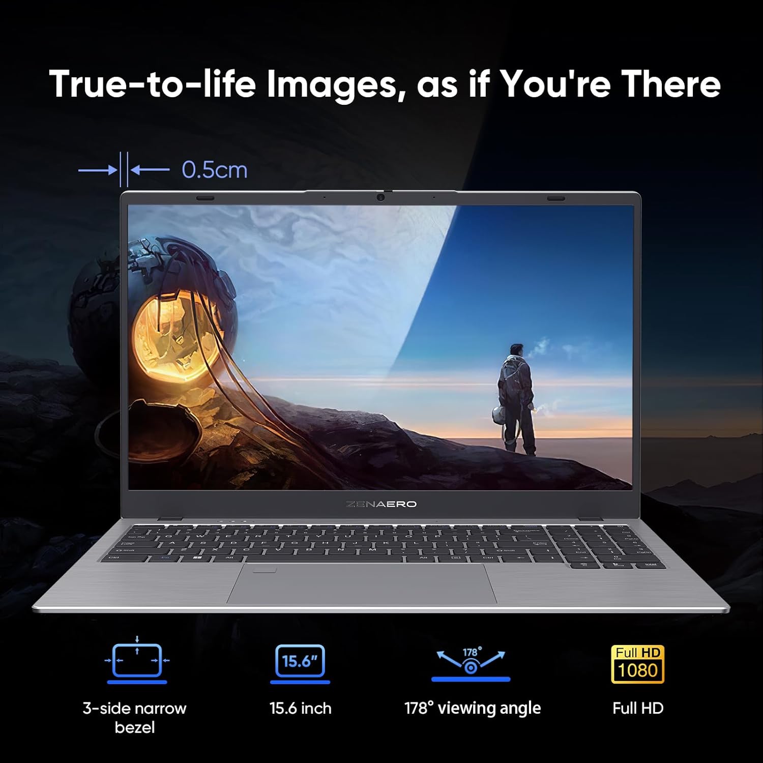 ZENAERO Computadora portátil Windows 11 Pro de 15.6 pulgadas, 12 GB de RAM, 512 GB NVMe SSD Intel Alder Lake-N95 de 12 generación (hasta 3.4 GHz),