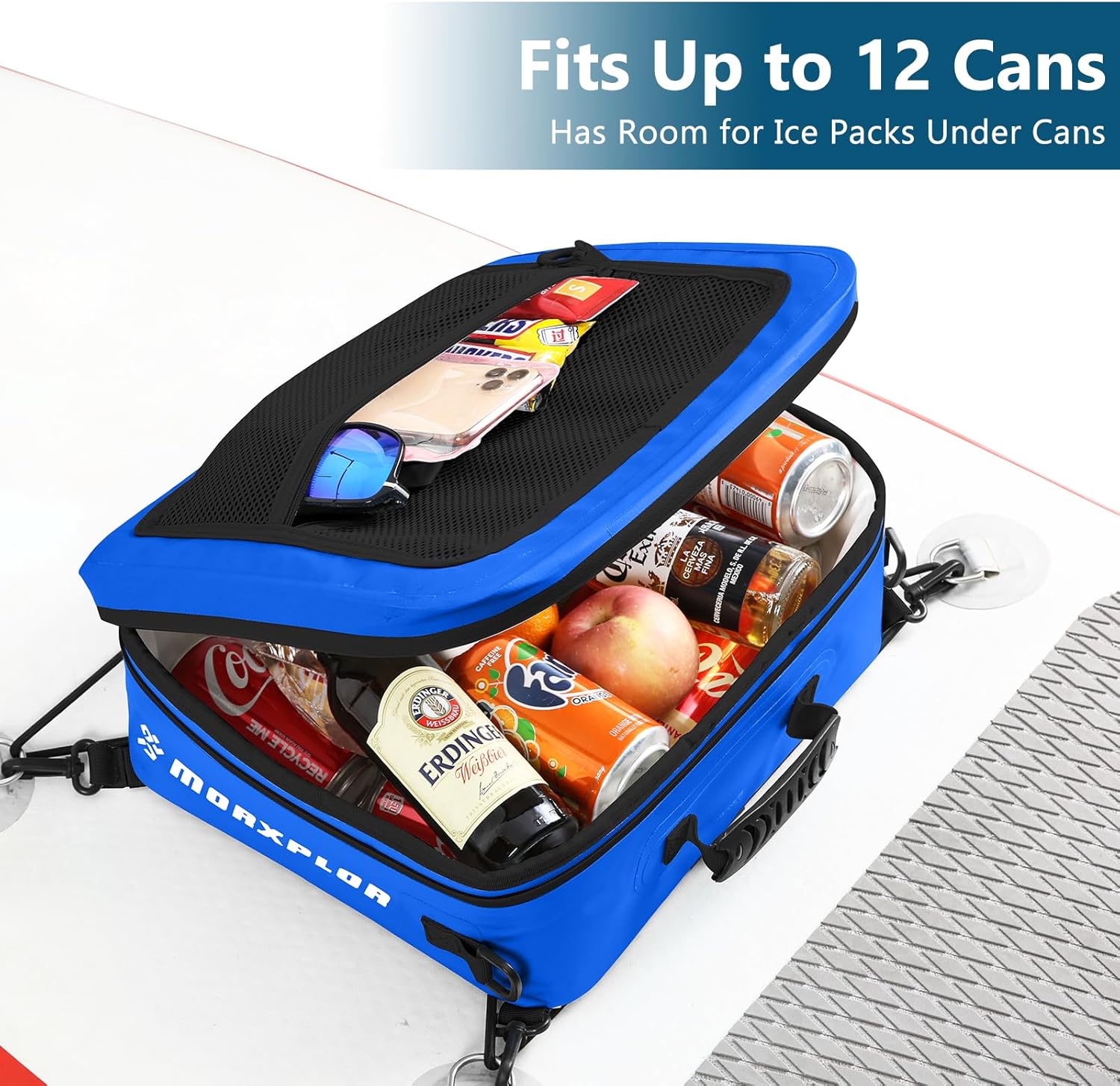 Bolsa impermeable de PVC para cubierta de paddleboard, 12 latas Sup Deck Cooler Bag, bolsa más fresca para paddleboard, bolsa aislante suave para