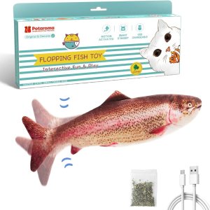 Potaroma Pez flotante eléctrico de 10.5 pulgadas, pez pateador de gato en movimiento, juguete de pez flexible para perros pequeños, juguetes de Potaroma Pez flotante eléctrico de 10.5 pulgadas, pez pateador de gato en movimiento, juguete de pez flexible para perros pequeños, juguetes de