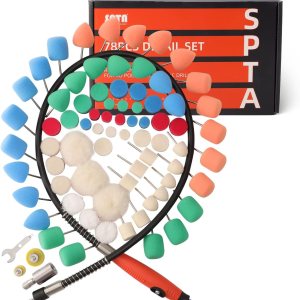 SPTA 77 piezas de almohadillas pulidoras con kit de almohadillas de espuma surtidas utilizadas en herramientas rotativaspulidoras, taladro eléctrico SPTA 77 piezas de almohadillas pulidoras con kit de almohadillas de espuma surtidas utilizadas en herramientas rotativaspulidoras, taladro eléctrico