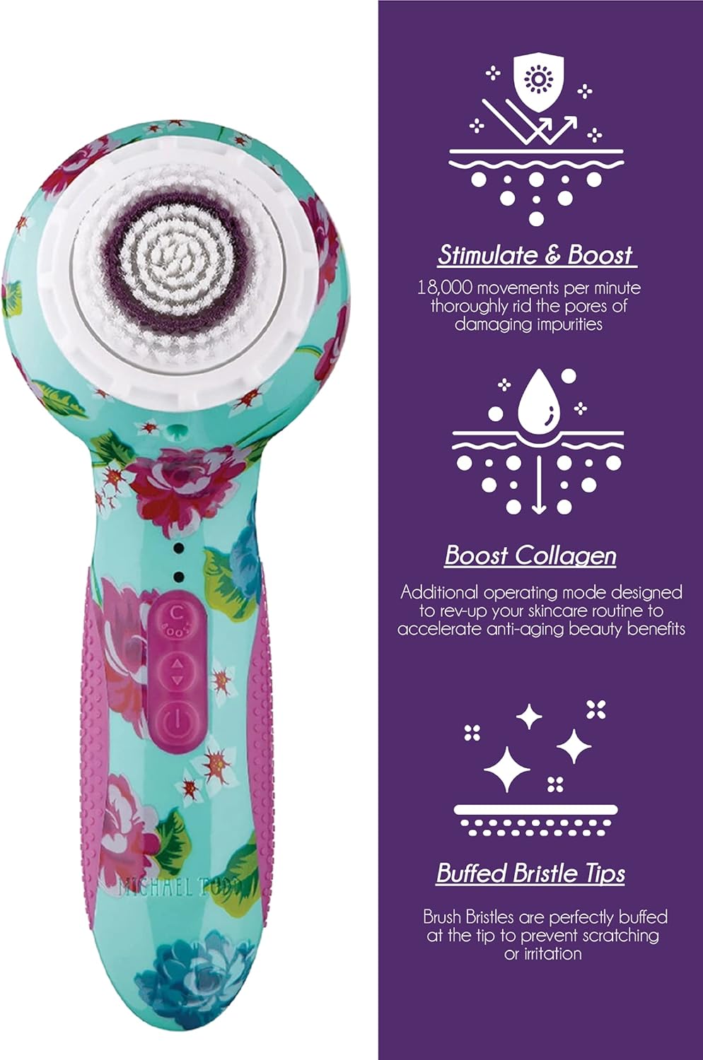 Michael Todd Beauty Soniclear Elite – Sistema de cepillo de limpieza facial – 6 velocidades – Cepillo de limpieza facial y exfoliante corporal