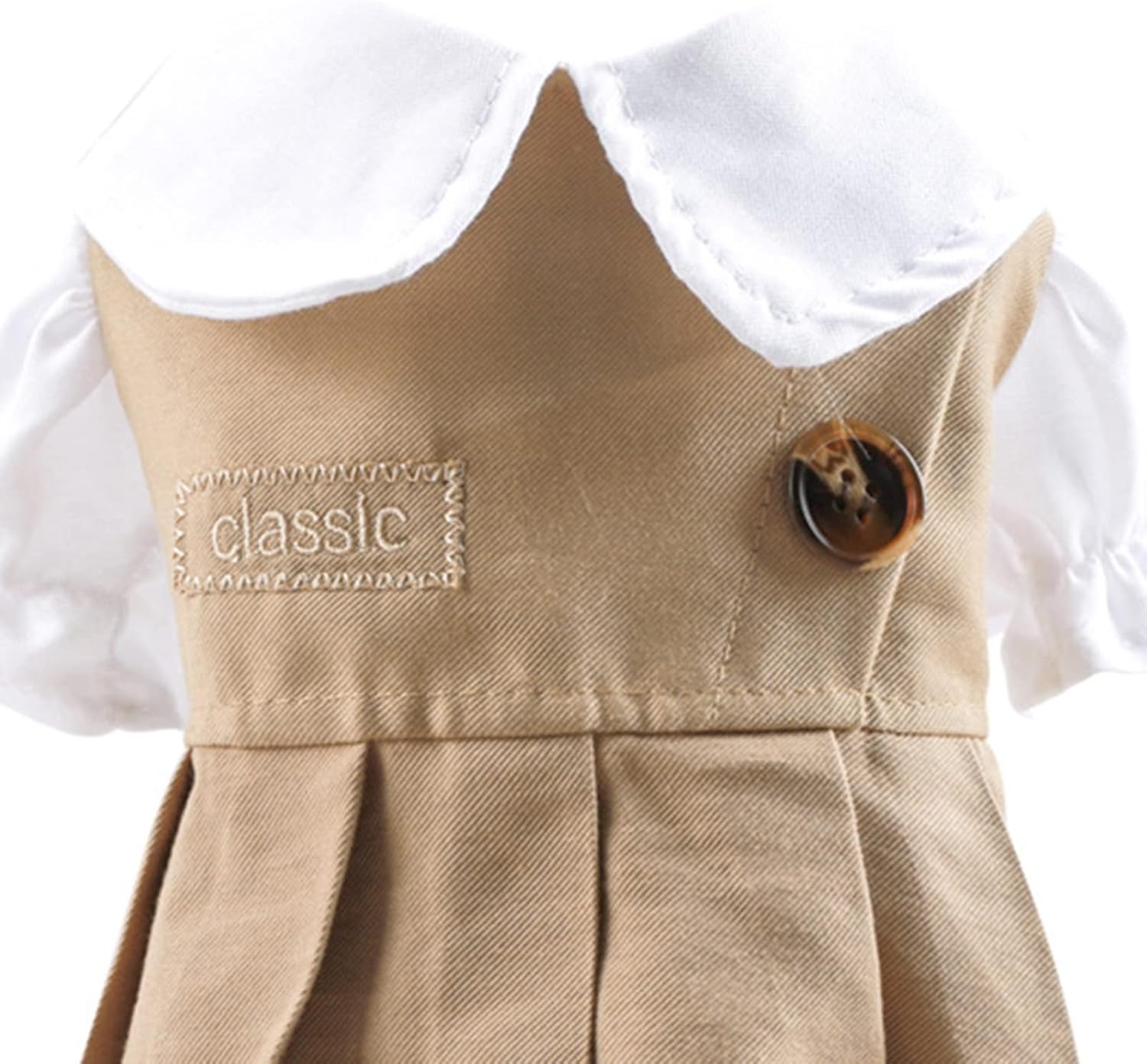 Cuello de muñeca para perro, elástico, exquisita artesanía, ropa de poliéster para cachorro, con botón retro, compatible con gato