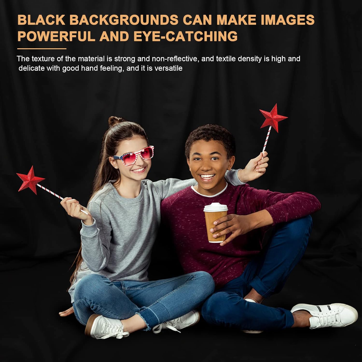 Chromakey – Telón de fondo negro para fotografía de 7 x 10 pies, tela de poliéster de alta densidad de color negro puro, pantalla plegable sin