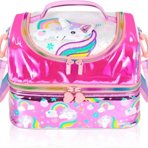 YOYTOO Bolsa de almuerzo aislada de dos pisos para niños, niñas, hombres, mujeres, con correa ajustable, unicornio YOYTOO Bolsa de almuerzo aislada de dos pisos para niños, niñas, hombres, mujeres, con correa ajustable, unicornio