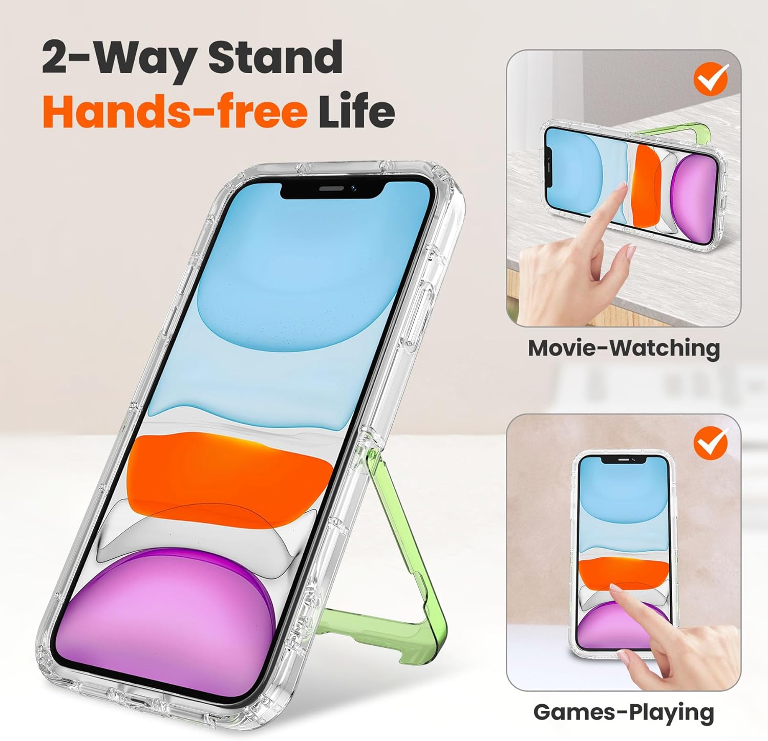 ZCDAYE Diseñada para iPhone 11, funda transparente con soporte compatible con carga inalámbrica de TPU parachoques invisible, soporte invisible,