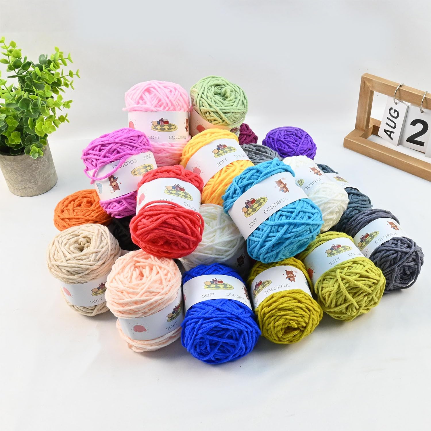 CA+CB, 24 rollos de hilo grueso de 8 capas para alfombras de acolchonado, hilo acrílico para acolchonar, 24 rollos de hilo grueso de 8 capas para