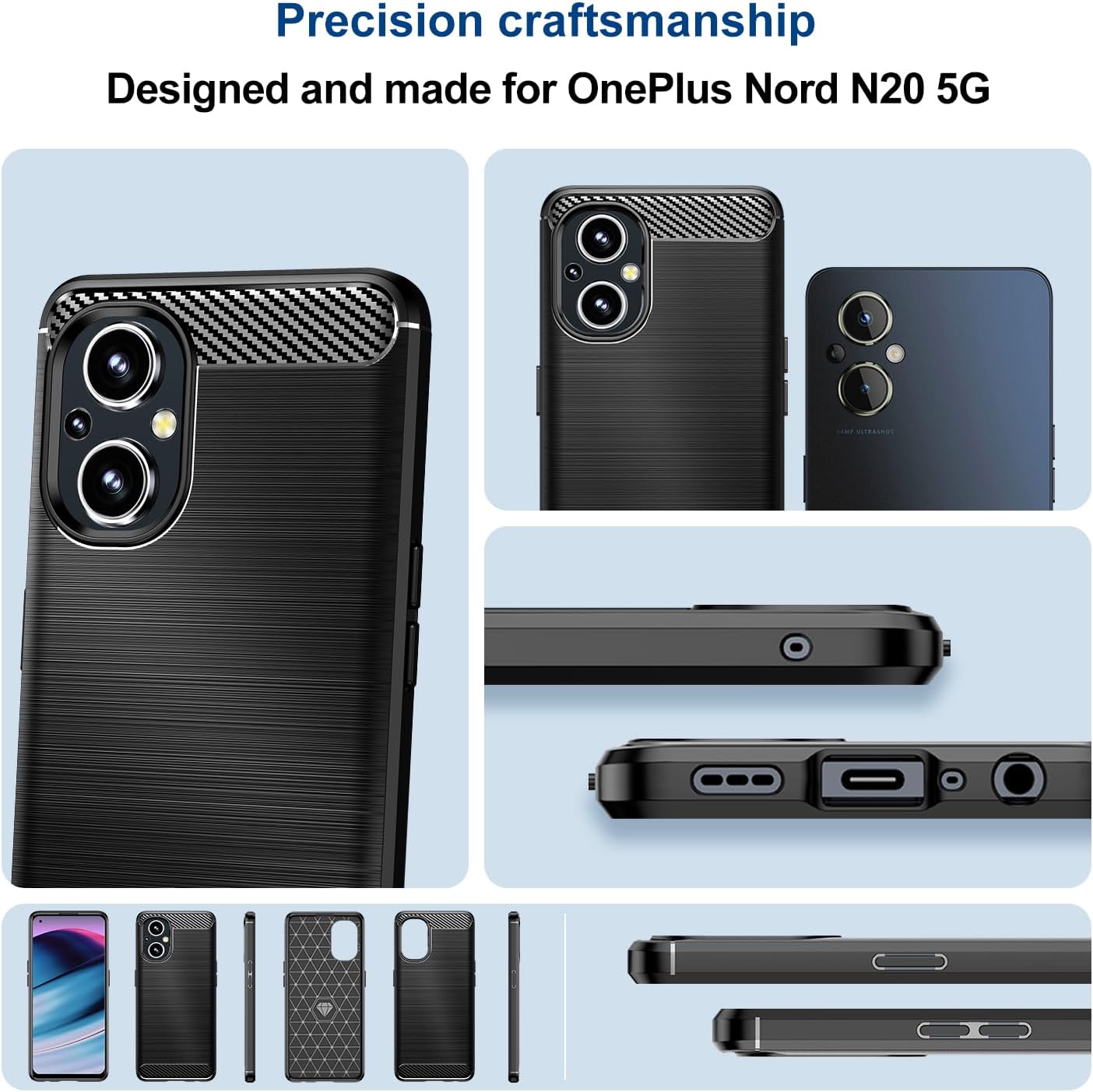 Funda compatible con OnePlus Nord N20 5GOppo A96 5GReno7 Z 5GReno8, funda de teléfono delgada con absorción de golpes, funda protectora de goma TPU
