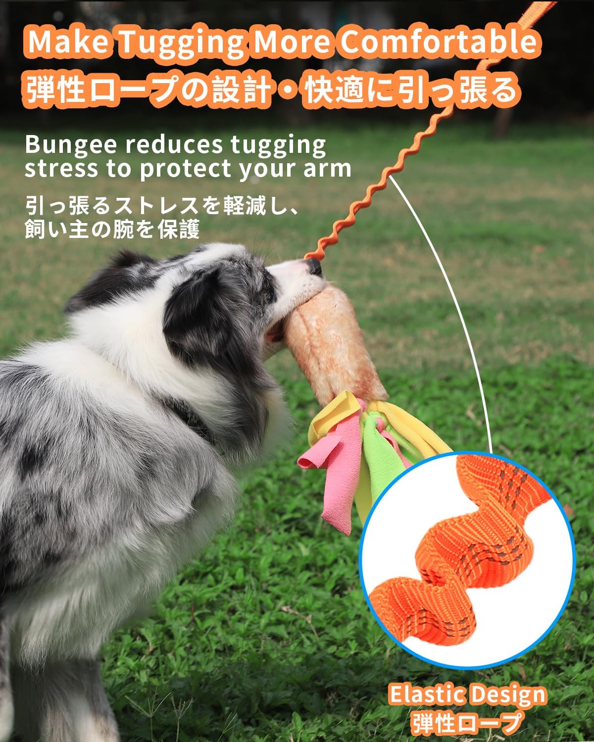 SCHITEC Juguete de tira y afloja para perros, juguetes de cuerda elástica y tira y afloja con sonido chirriante para ejercicio y juegos