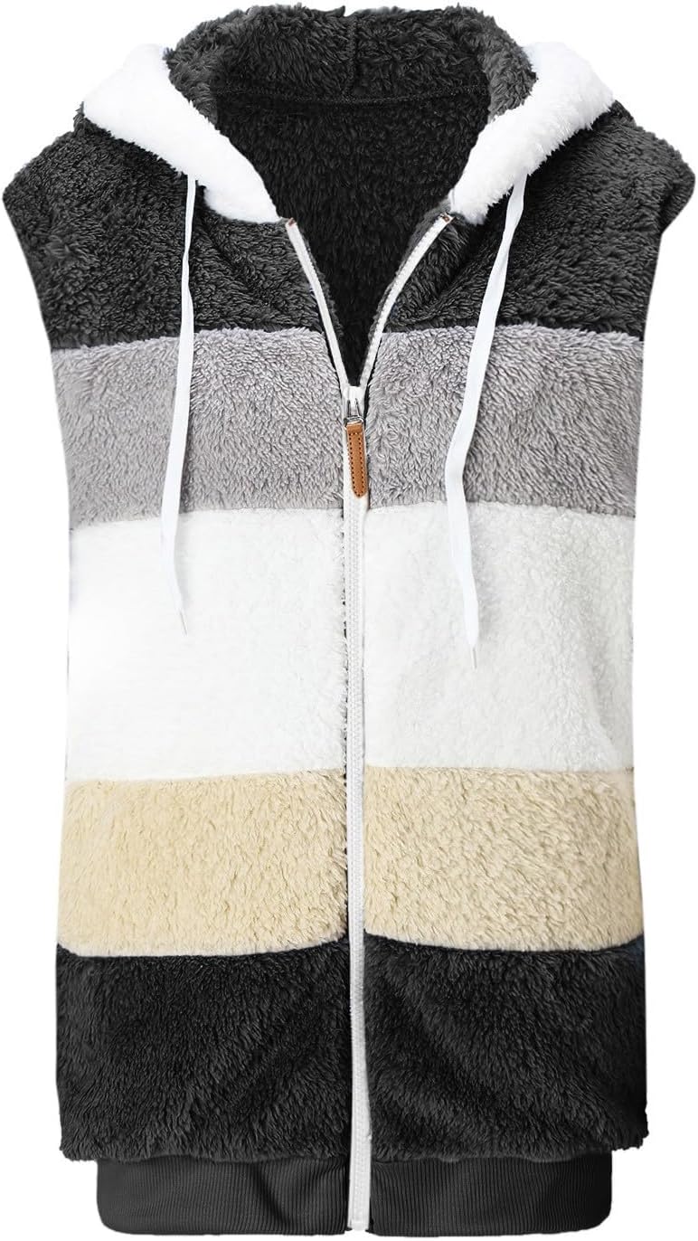 SNKSDGM Chaquetas de forro polar mullido con capucha y cordón para mujer, para otoño e invierno 2023