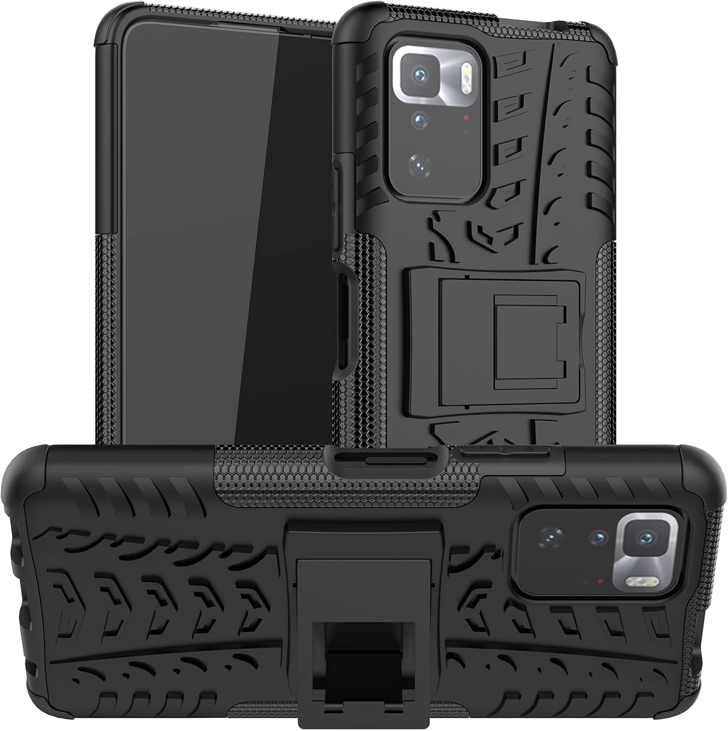 Funda para Xiaomi Redmi Note 10 Pro 5G, Funda para Xiaomi Poco X3 GT 5G 21061110AG Case 2 en 1 con Kickstand Cases Cover Negro