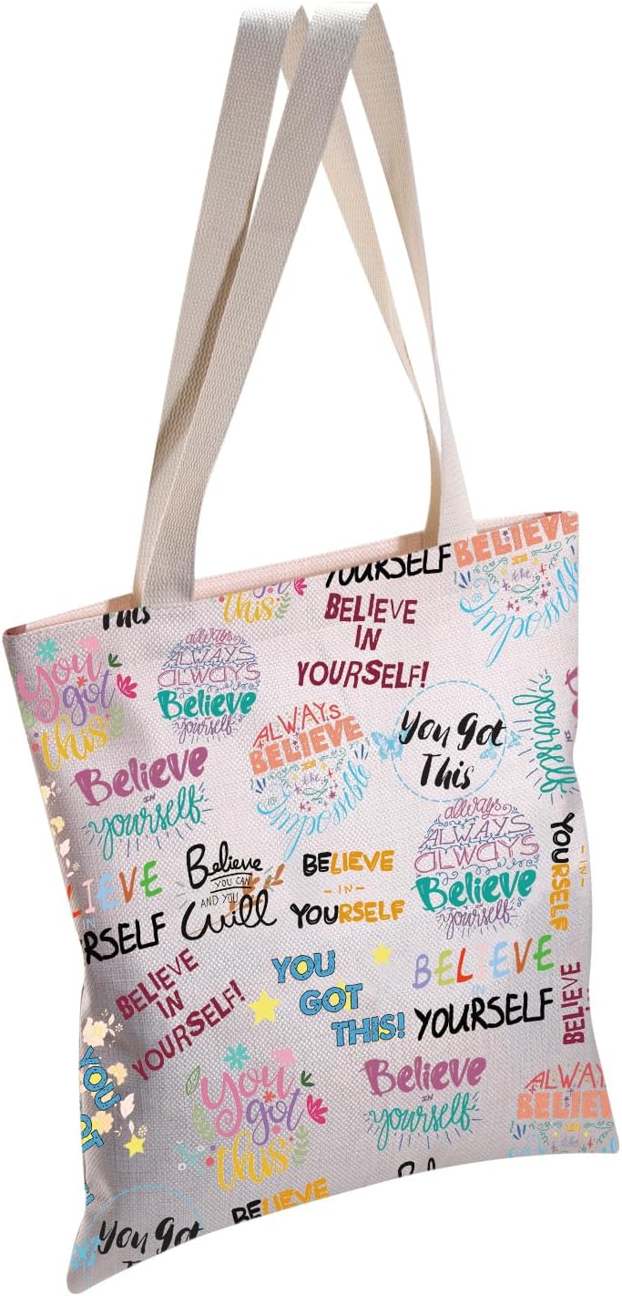 You Got This – Bolsa de lona reutilizable con texto en inglés “You Got This Inspiration” para mujeres y niñas Believe in Yourself