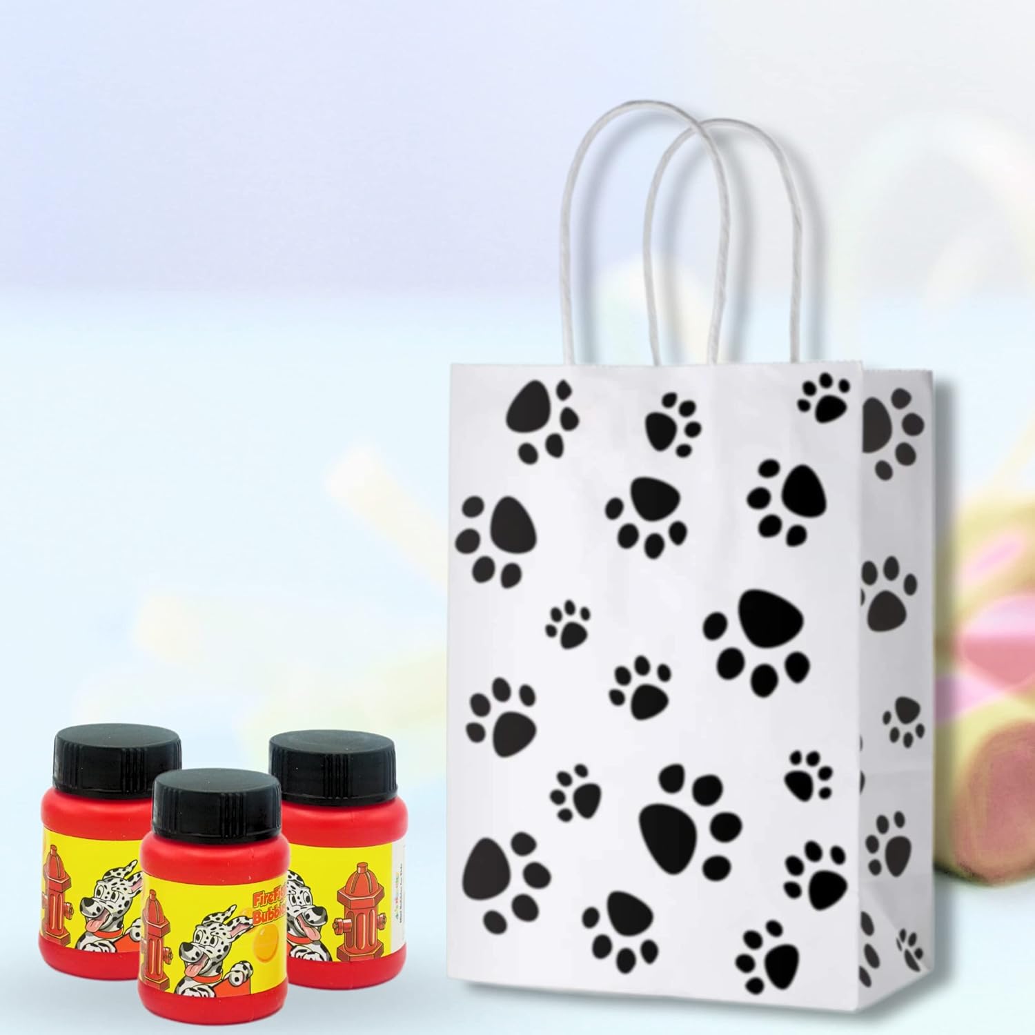 4E’s Novelty Mini botellas de burbujas a granel para bombero, recuerdos de perro de pata  suministros de fiesta de bomberos, rellenos de bolsas de