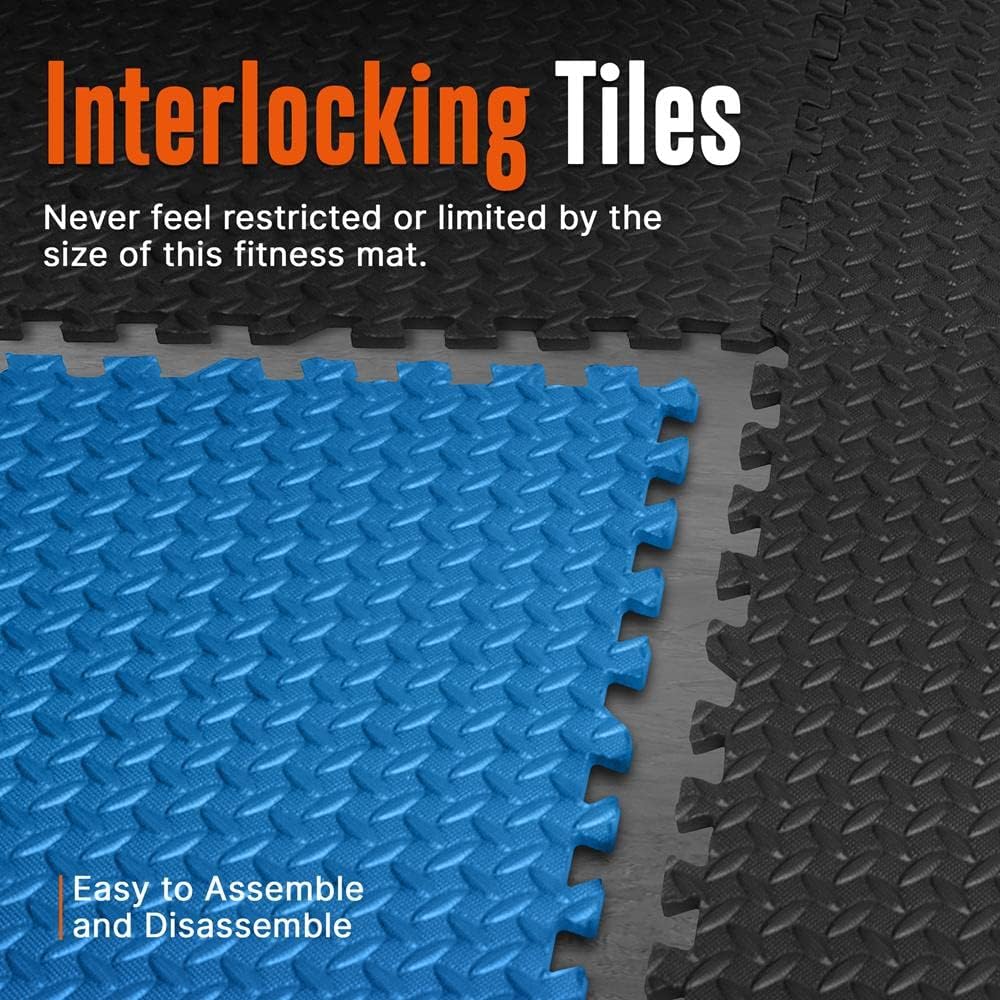 Thick Puzzle Exercise Mat Foam Interlocking Tiles Protect Floors from Gym Equipment Exercise, Durable Non-Skid Texture, Kid Baby Family Safe Easy to