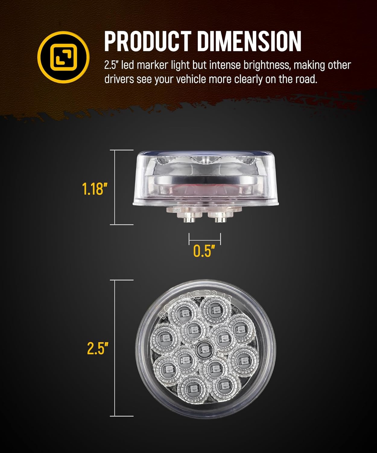 Partsam 10 luces de marcador LED redondas de 2.5 pulgadas, luces laterales rojas a luces auxiliares azules para remolque, camión, camioneta,
