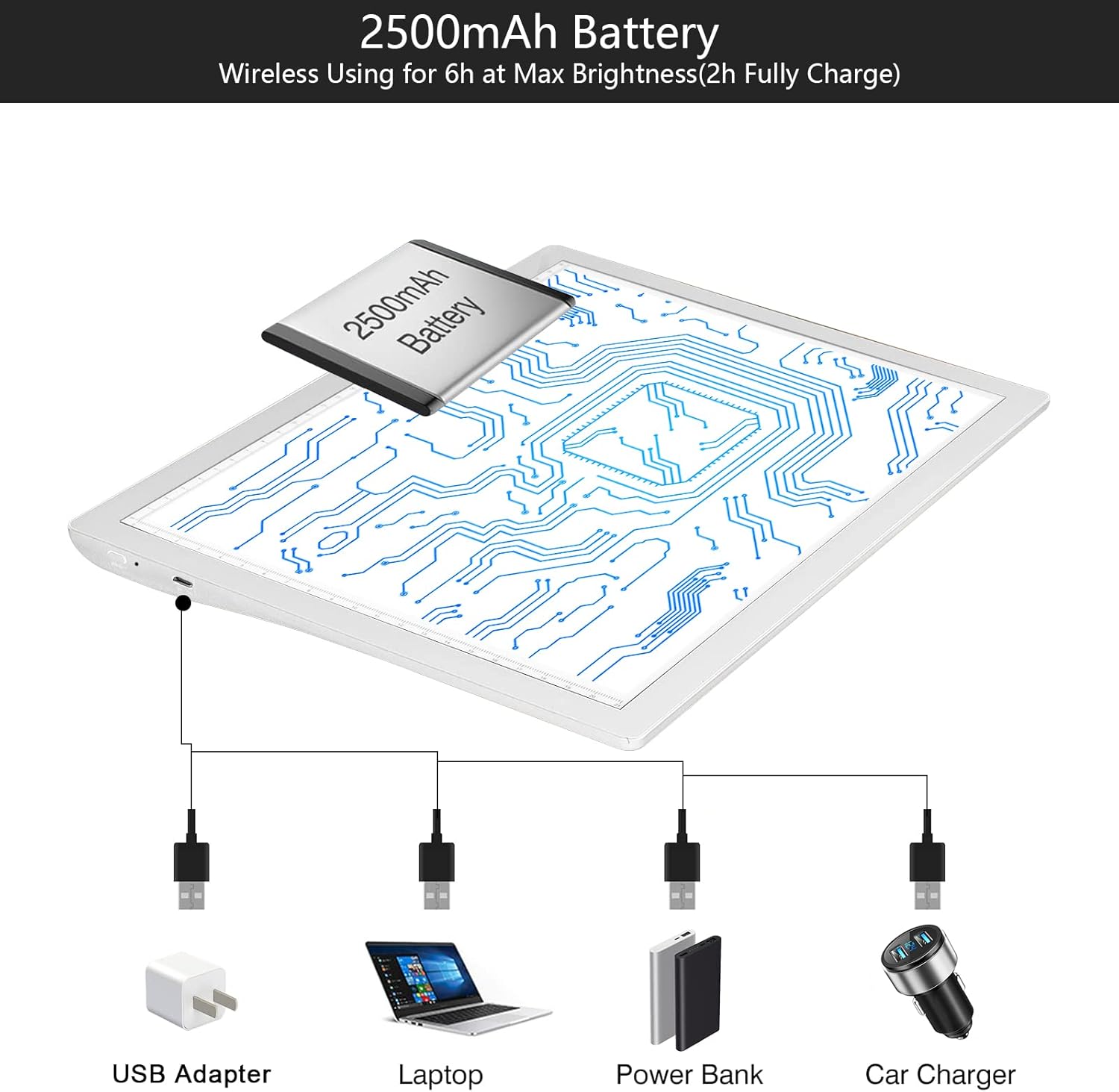 Trazador de caja de luz LED A4 recargable, 5 niveles de brillo regulable A4 LED Pad Tracer para vinilo Cricut, herramientas de deshierbe, caja de