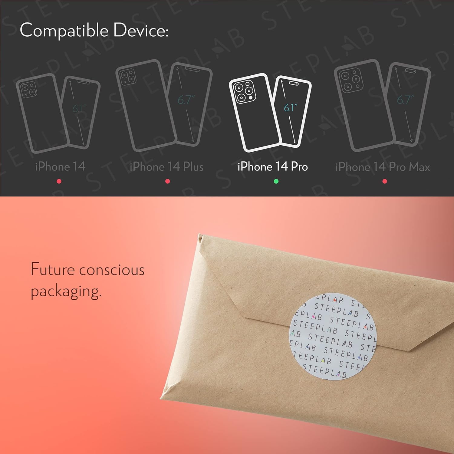 SteepLab Funda de barrera para iPhone 14 Pro (2022, pantalla de 6.1 pulgadas), funda absorbente de impactos con protección de cuerpo completo y