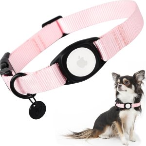 AirTag – Collar de perro rosa para cachorros grandes, 11 colores, collar de nailon integrado con GPS para mascotas con hebilla a presión duradera, AirTag – Collar de perro rosa para cachorros grandes, 11 colores, collar de nailon integrado con GPS para mascotas con hebilla a presión duradera,