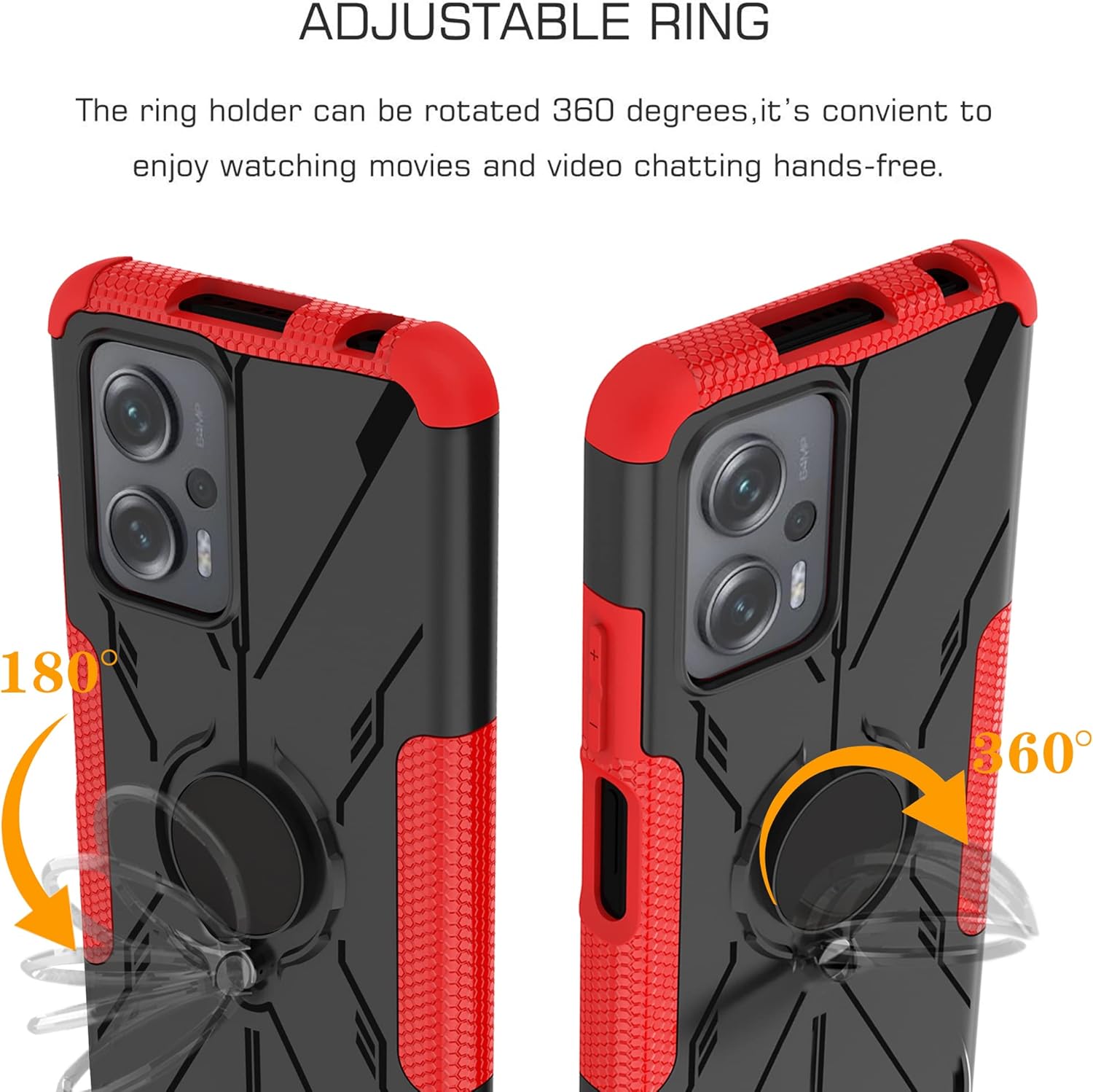 Funda compatible con Xiaomi Redmi Note 11T Pro, funda Poco X4 GT, soporte de anillo de rotación de 360 Kickstand de grado militar, funda a prueba de