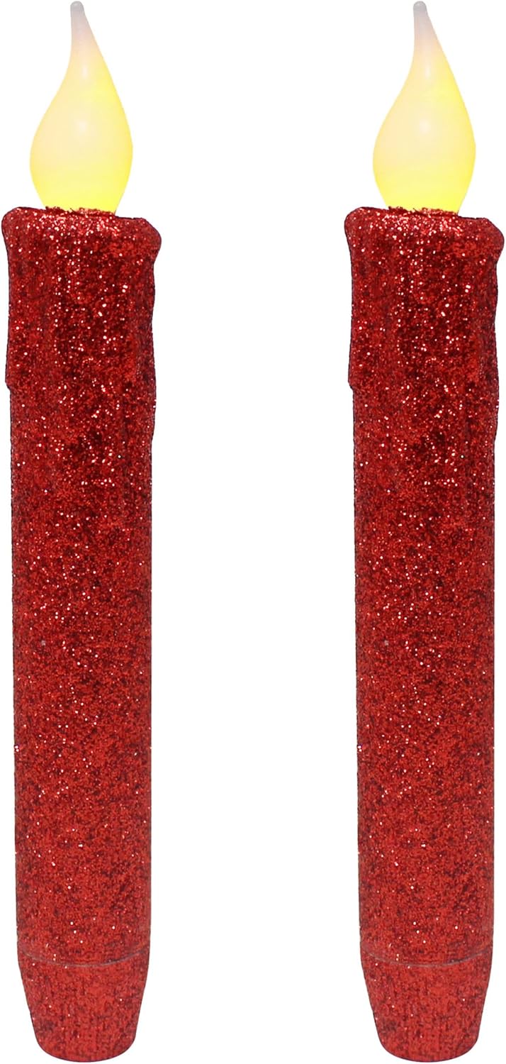 CVHOMEDECO. Velas LED sin llama con purpurina parpadeantes que funcionan con pilas, con temporizador para el hogar, boda, Halloween, decoración de
