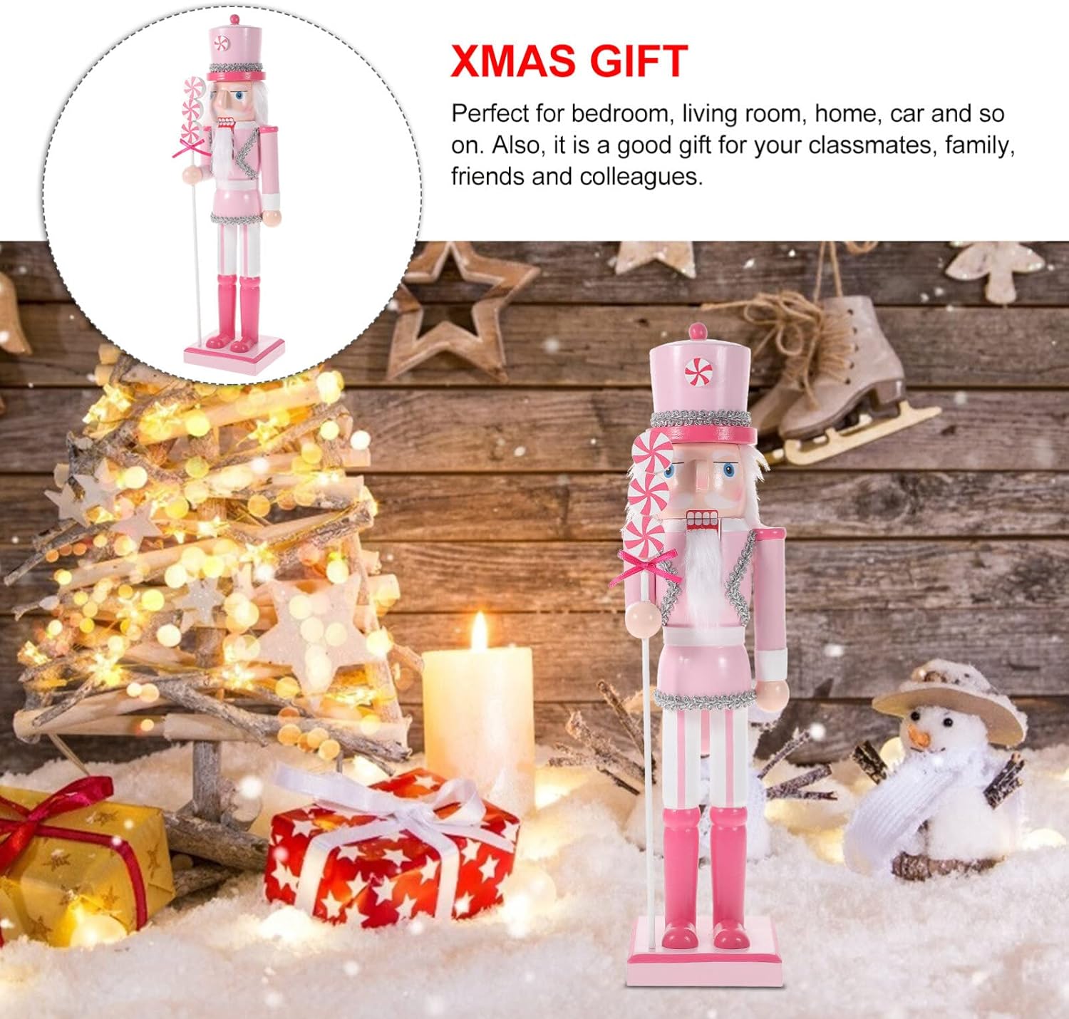 IMIKEYA Figuras de cascanueces de Navidad Cascanueces de madera de Navidad, juego de adornos de cascanueces de Navidad, decoraciones de Navidad,