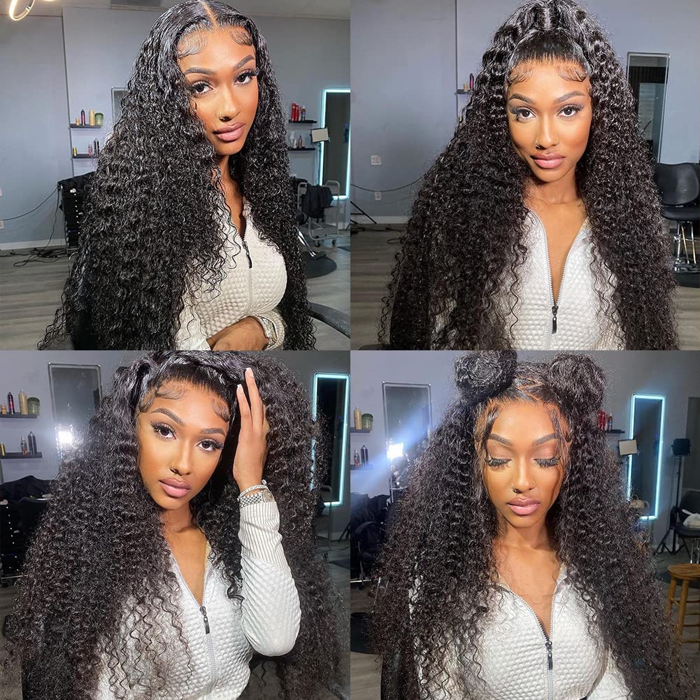 Peluca de cabello humano ondulado profundo con encaje frontal de 13 x 4 para mujeres negras, peluca de cabello humano prearrancado con abuelitos,