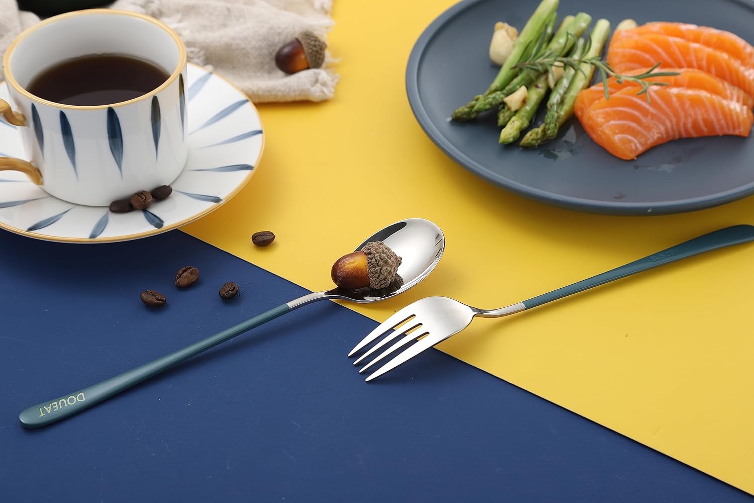 Juego de utensilios portátiles con tenedor, cuchara, palillos cubiertos reutilizables de acero inoxidable para viajes, camping, escuela, oficina,