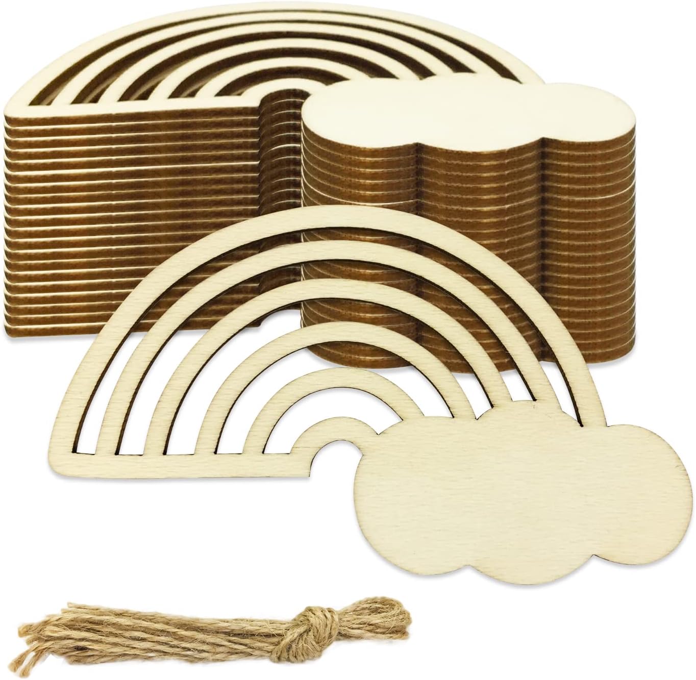 30 piezas de madera de arco iris, manualidades, recortes de madera sin terminar, discos de madera para proyectos de bricolaje para niños, decoración