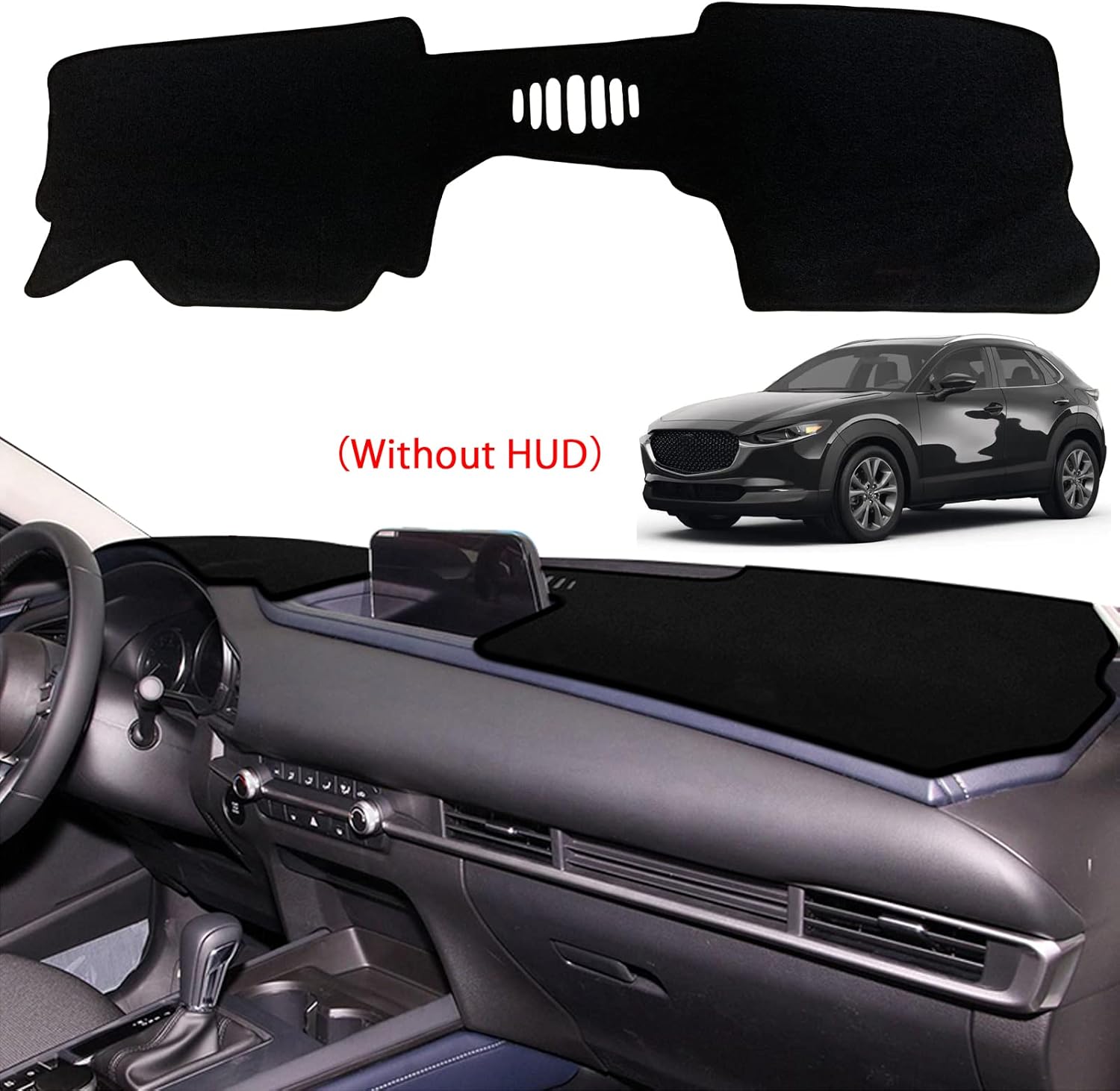 Tapete antideslizante para tablero de instrumentos compatible con Mazda CX-30 CX 30 2020-2022, protector solar Mazda CX-30 2020-2022 (sin HUD)