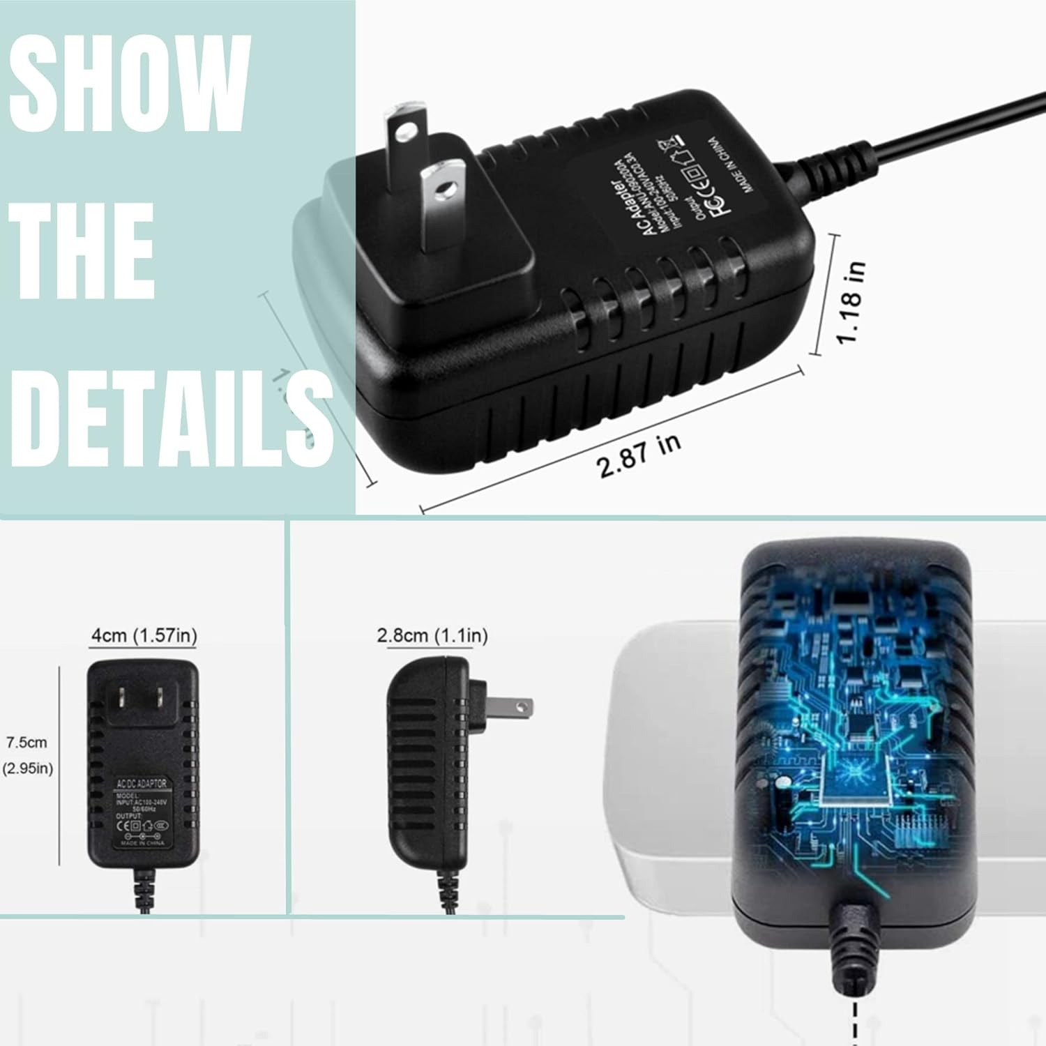SLLEA Adaptador de 8 V CC de repuesto para Hurricane SpinScrubber Spin Scrubber Brush Charger Cable de alimentación