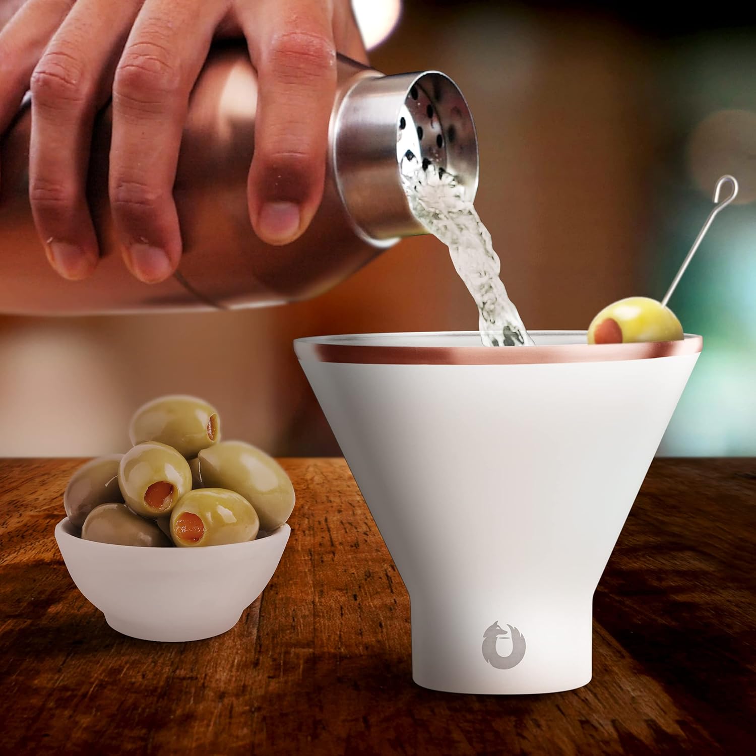 SNOWFOX Coctelera de acero inoxidable con aislamiento al vacío de alta calidad, accesorios de bar en casa, elegante mezclador de bebidas, tapa a