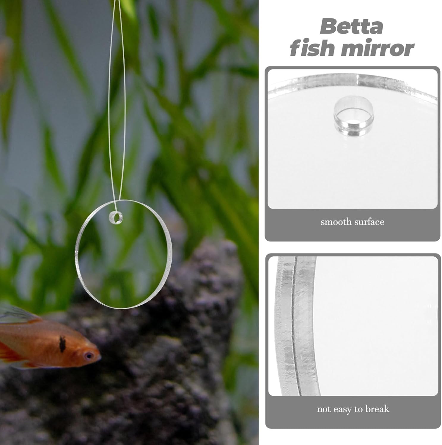 POPETPOP Betta Espejo de ejercicio 1 juego de doble cara círculo Betta espejo con bola flotante para acuario pecera 5CM