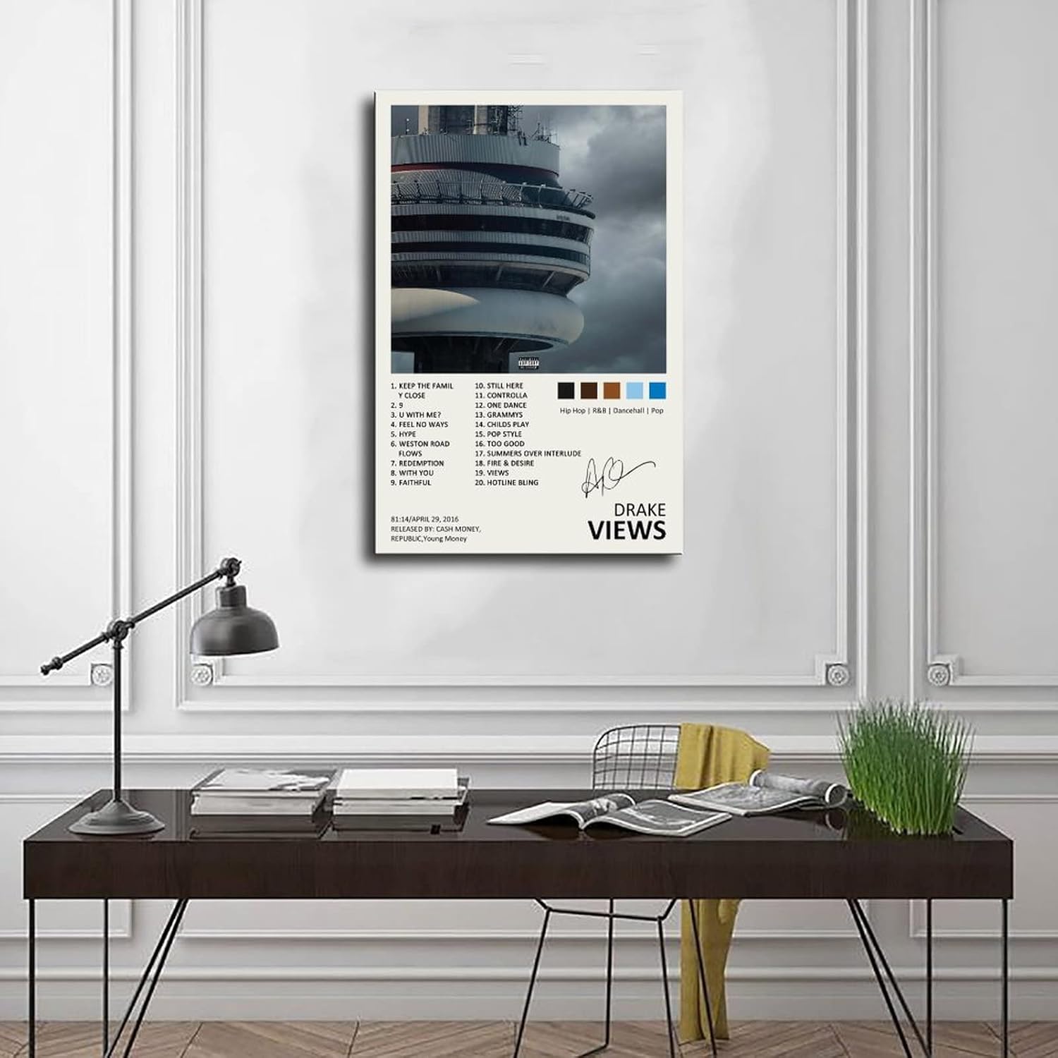 YGULC Drake – Póster con diseño de vistas, diseño de álbum de música, edición limitada, póster de lienzo para decoración de pared, pintura para sala