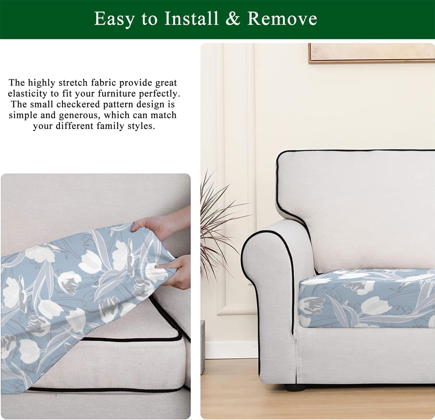 CRFATOP Fundas de cojín elásticas para sofá individual estampadas, fundas de repuesto adecuadas para sillón, sofá biplaza con banda elástica, 2