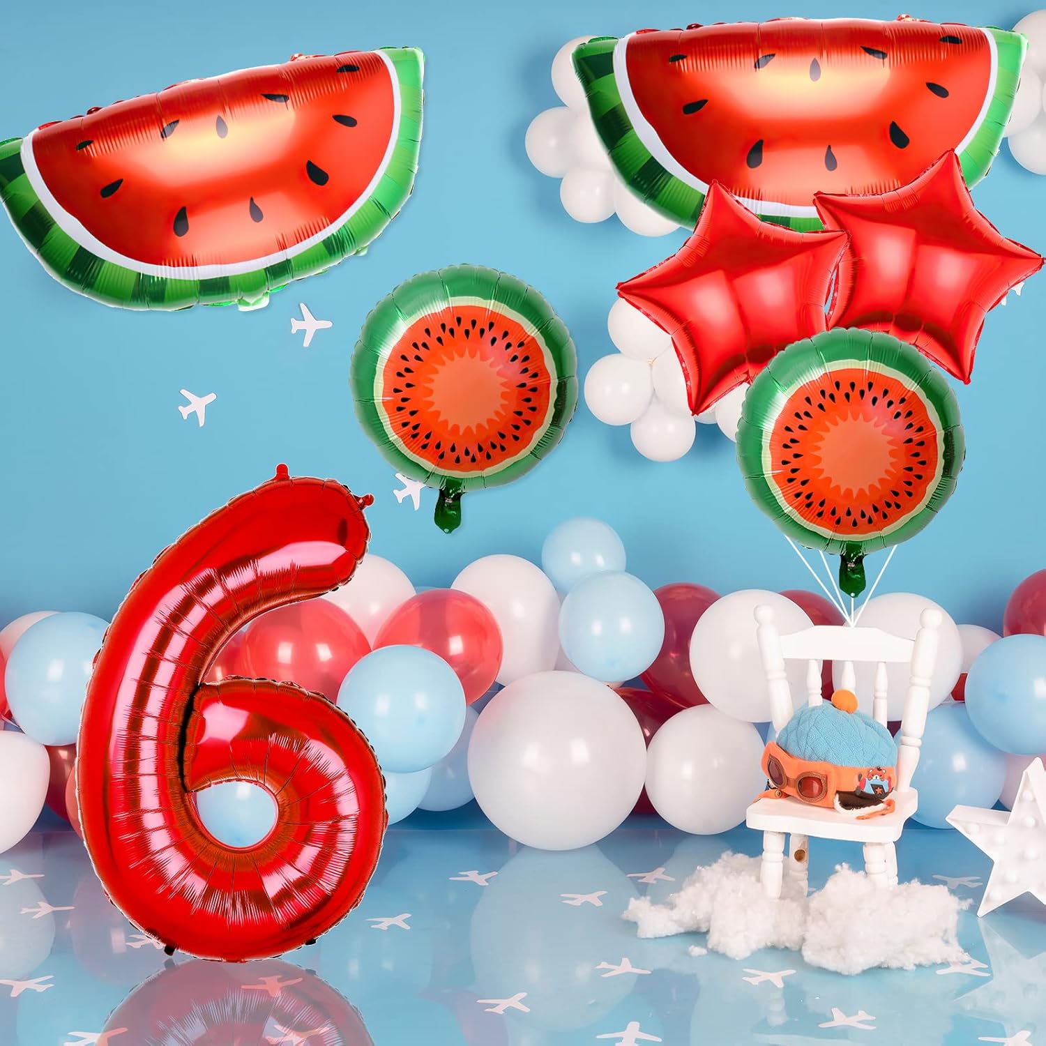 7 globos de papel de aluminio de sandía, globos de Mylar de sandía, globos de papel de aluminio de frutas de dibujos animados para cumpleaños, baby