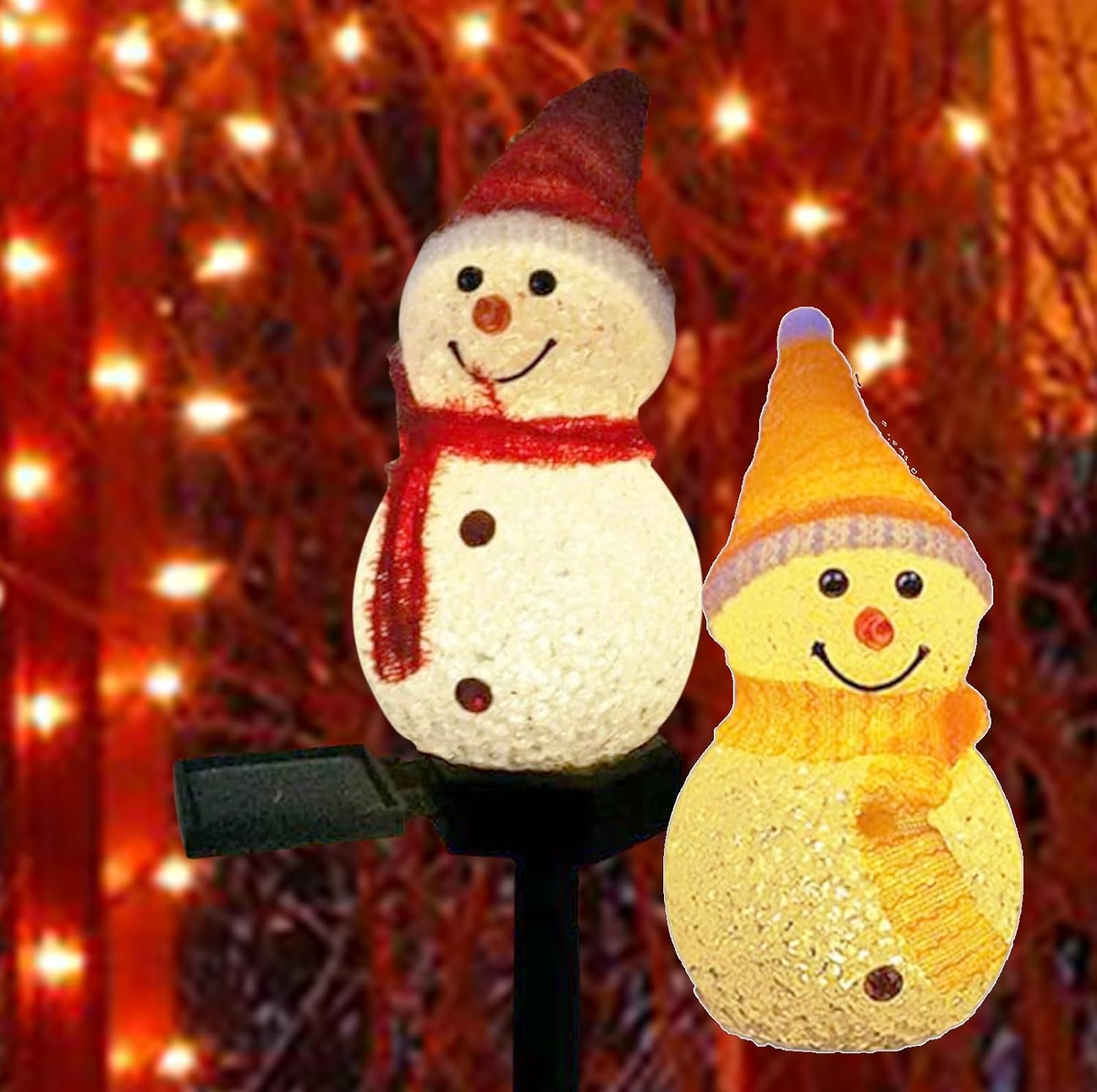 2 estacas de jardín de muñeco de nieve de Navidad, lámpara solar impermeable de muñeco de nieve 2023, luces de Navidad, decoraciones de Navidad al