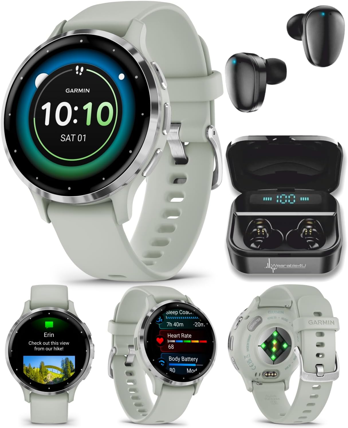 Wearable4U Garmin Venu 3S Reloj inteligente con GPS, pantalla AMOLED de 1.61 pulgadas, características avanzadas de salud y fitness, hasta 10 días