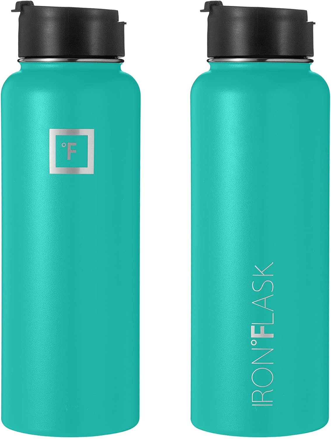 IRON FLASK Botella de agua deportiva  Boca ancha con 3 tapas de popote  Botellas de acero inoxidable para gimnasio y exteriores para hombres,