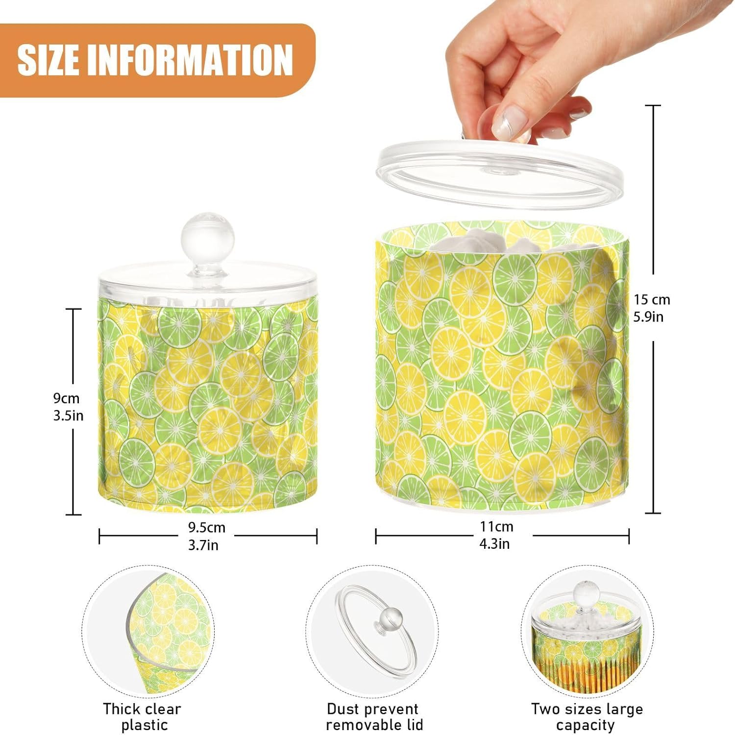 Lemons Jars with Lids Containers Jar Bathroom Storage Containers Canisters Cotton Round Holder for Dorm Room Essentials for College Students Girls