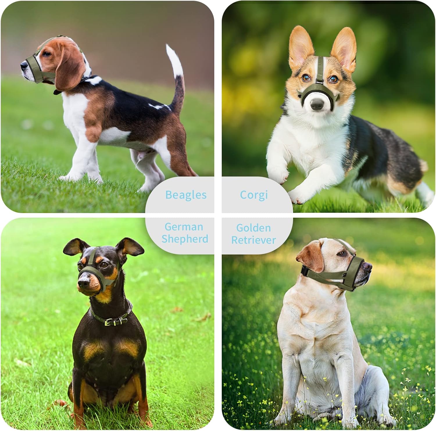 HEELE Bozal para perro de tamaño mediano y grande, para dejar de morder, ladrar y masticar, suave y transpirable, bebible con lazo ajustable, bozal