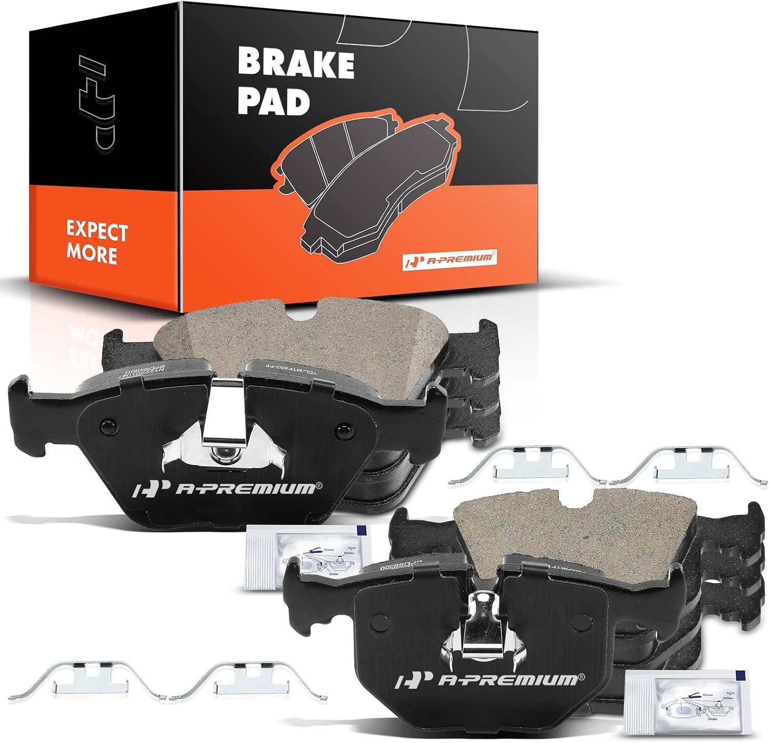 A-Premium Juego de pastillas de freno de disco de cerámica delanteras y traseras compatibles con BMW 330Ci 2001-2006 3.0L, 330i330xi 2001-2005 3.0L,