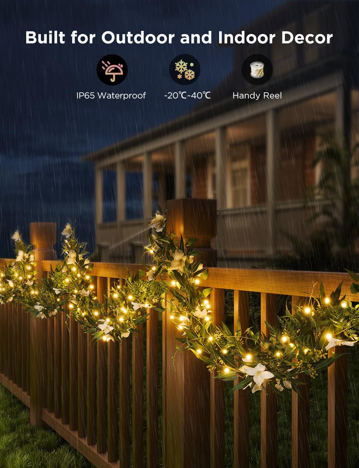 Govee Cadena de luces de 33 pies, luces inteligentes RGBIC para interiores con más de 99 modos de escena preestablecidos, luces LED de Navidad