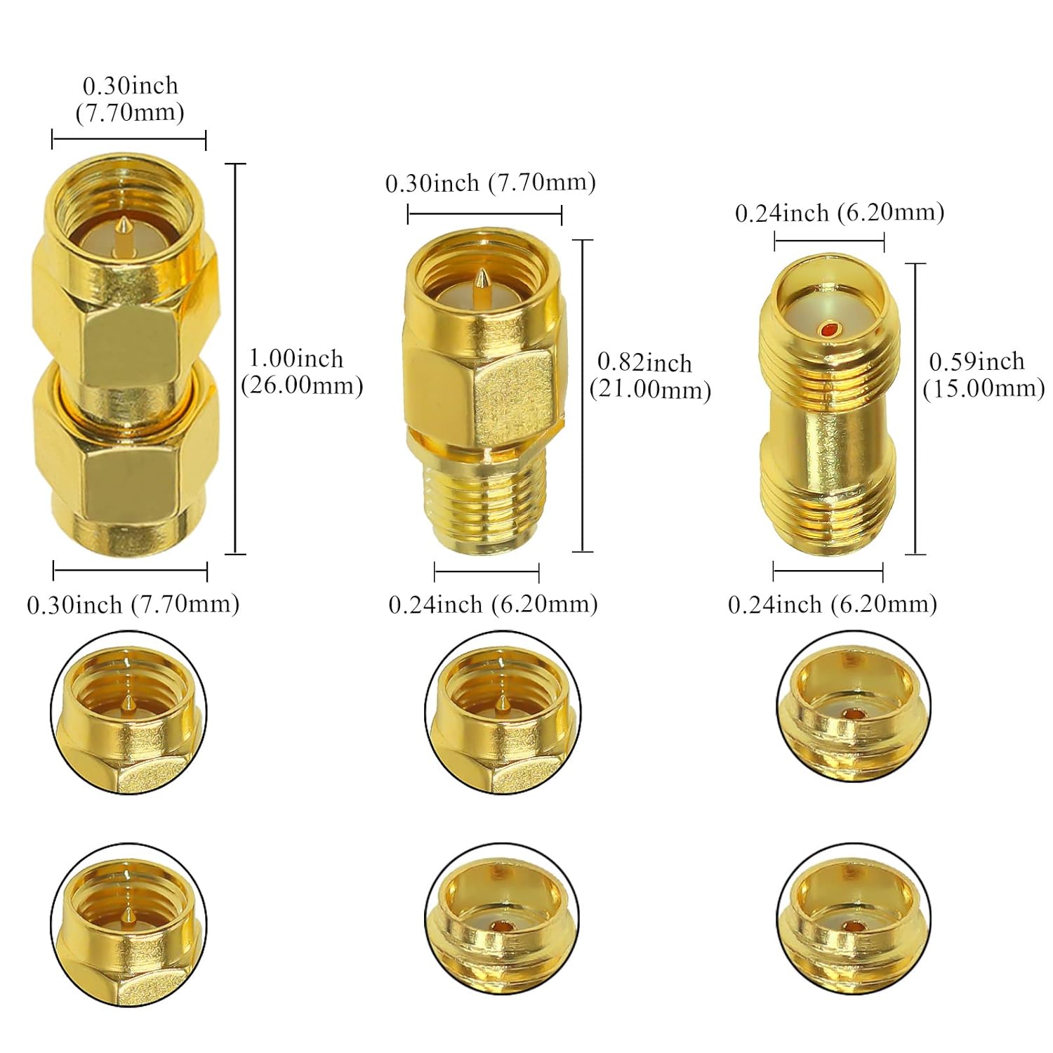 RG174 SMA Cable de extensión de antena SMA, cable coaxial SMA macho a hembra de baja pérdida de 9.8 pies (9.8 ft) + 3 conectores adaptadores