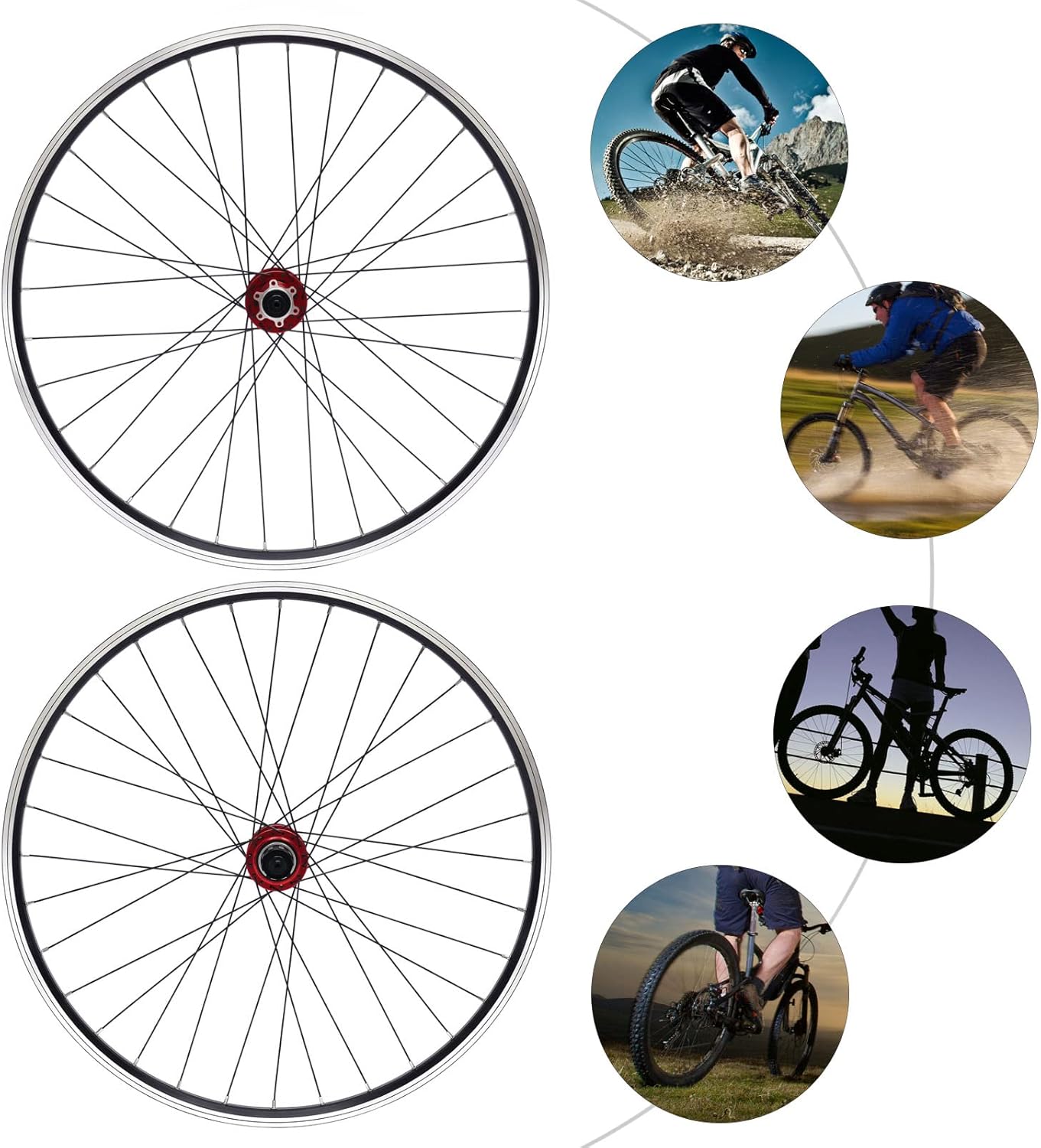 Juego de ruedas para bicicleta de montaña, 27.5 pulgadas, 12 velocidades, aleación de aluminio, freno de disco MTB, freno de disco negro de seis