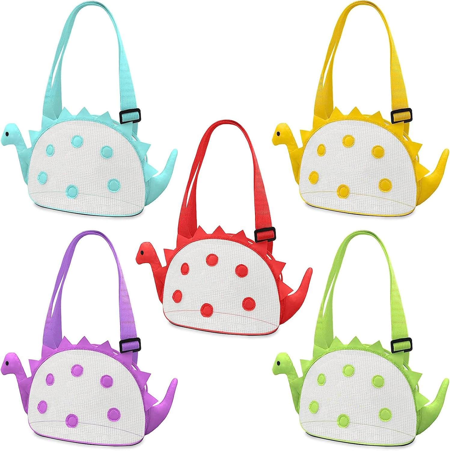 Bolsa de playa de malla para juguetes de playa, bolsa de recolección de conchas para niños, bolsa de juguetes de playa de dinosaurio para sostener