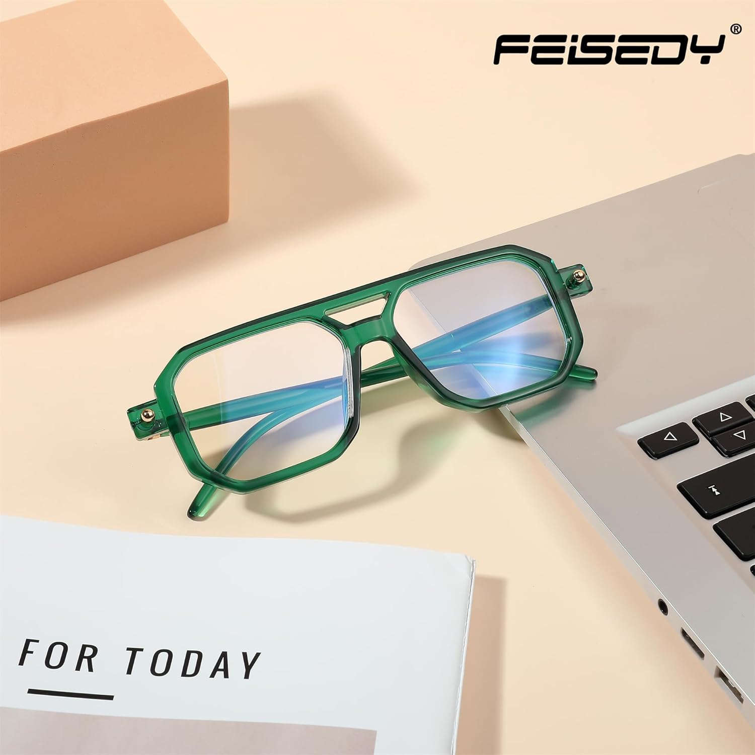 FEISEDY Gafas vintage cuadradas con bloqueo de luz azul para mujeres y hombres, de los años 70, planos, aviador, antideslumbrante, B0062